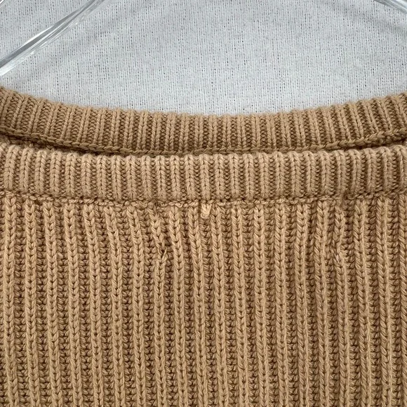 HOUSE OF CB LONDON Mila Sand Cropped Knit Sweater Womens XS Tan Cut out Crew - Picture 14 of 16